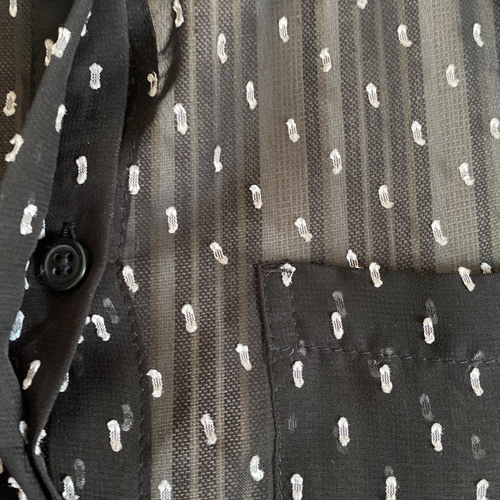 LOFT Black sheer button down blouse - Picture 7 of 8